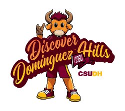 Discover Dominguez Hills (bull holding sign- est. 1960)